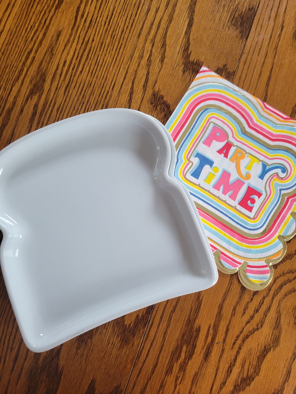 BIA White Bread Toast-Shaped Ceramic Plates (3ct) Sandwich ~ Diner ~ Retro